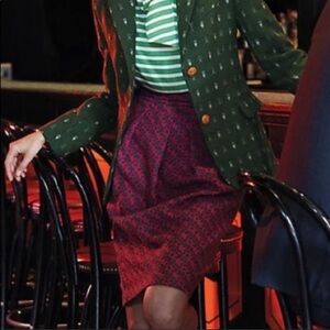 Anthropologie Eva Franco Shirr & Pleat Skirt Magenta Geo Print Size 0